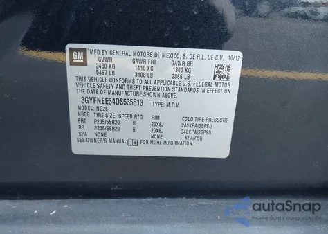 2013 Cadillac Srx Premium Collection из США, поврежденный, VIN 3GYFNEE34DS535613